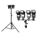 DSLR Camera Flash Bracket Hot Shoe With Four Flash Mount Head Umbrella Holder Adapter