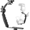 L-shaped Angle 2 Shoe Flash Bracket DV Tray Dual Hot shoe L-shaped Flash Bracket for DSLR Camera Camcorder
