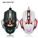 Programmable 8 Keys Breathing LED light Wired Gaming Mouse USB for Computer White