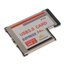 54mm Express Card To 2 Port USB 3.0 Adapter NEC Chip D720202 For Windows Vista Win 7 Laptop PC