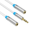 3.5mm Audio Headphone Flexible Stereo Cable Splitter 1 Male to 2 Female Extension Cable White