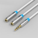 3.5mm Audio Headphone Flexible Stereo Cable Splitter 1 Male to 2 Female Extension Cable White