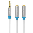 3.5mm Jack Audio Mic 1 Male To 2 Female Splitter Cable Cord Earphone Adapter for Mobile Phone