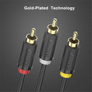 3RCA Male to 3RCA Male Jack Audio Video AV Cord Adaptor Cable Extension Wire 2meter