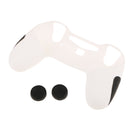 Anti-Slip Silicone Controller Skin Case Protector +Thumbstick Cap for Sony PS4 PlayStation 4 White