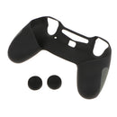 Anti-Slip Silicone Controller Skin Case Protector +Thumbstick Cap for Sony PS4 PlayStation 4 Black