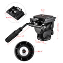 Flexible Camera Fluid Tripod Head Mount w/Quick Release Plate 1/4''&3/8''Screw