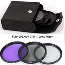 62mm 3 In 1 FLD UV CPL Lens Filter With Carry Bag For Canon Sony DSLR Camera