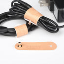 3Pieces PU Leather Data Cable Headphone Cord Organizer Fastening Wraps Beige