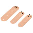 3Pieces PU Leather Data Cable Headphone Cord Organizer Fastening Wraps Beige