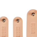 3Pieces PU Leather Data Cable Headphone Cord Organizer Fastening Wraps Beige