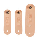 3Pieces PU Leather Data Cable Headphone Cord Organizer Fastening Wraps Beige