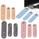 3Pieces PU Leather Data Cable Headphone Cord Organizer Fastening Wraps Beige