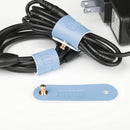 3 Pieces PU USB Cable Headphone Cord Organizer Fastening Wraps Light Blue
