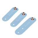 3 Pieces PU USB Cable Headphone Cord Organizer Fastening Wraps Light Blue