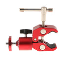 Super Clamp Mini Ball Head Hot Shoe Mount Adapter with 1/4"-20 for LED Light Red