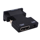 HDMI-Female to VGA-Male Converter+Audio Adapter Support 1080P Signal Output Black