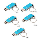 Mini USB2.0 Flash Stick Memory PC Pen Drive Storage Swivel Key Chain Design Sky Blue 64GB