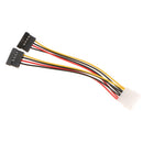 Molex To 2 SATA Dual Power Y Splitter Adapter Cable Lead 2 Way 4 Pin-15 Pin