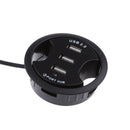 3 Port USB 2.0 Rotate External Adapter Hub Cable Tidy Hole Cover for Laptop