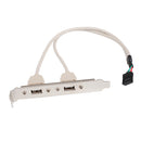 2Port USB2.0 Rear Panel Expansion Bracket to Motherboard USB Header Cable