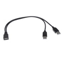 30cm USB-A Female to 2Port USB Male Y-Splitter Extension Adapter Cable