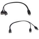 30cm USB-A Female to 2Port USB Male Y-Splitter Extension Adapter Cable