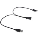 30cm USB-A Female to 2Port USB Male Y-Splitter Extension Adapter Cable