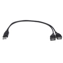 30cm USB A Male to 2Port USB Female Y-Splitter Extension Adapter Cable