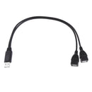 30cm USB A Male to 2Port USB Female Y-Splitter Extension Adapter Cable