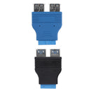 USB3.0 20Pin Motherboard Port Header to 2x USB 3.0 Type-A female Adapter-Black
