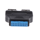 USB3.0 20Pin Motherboard Port Header to 2x USB 3.0 Type-A female Adapter-Black
