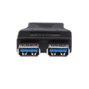 USB3.0 20Pin Motherboard Port Header to 2x USB 3.0 Type-A female Adapter-Black