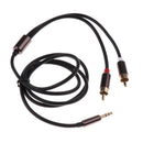 3.5mm Stereo Male Plug to 2 RCA Audio Male Adapter Speaker Cable Cord Black