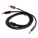 3.5mm Stereo Male Plug to 2 RCA Audio Male Adapter Speaker Cable Cord Black
