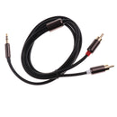 3.5mm Stereo Male Plug to 2 RCA Audio Male Adapter Speaker Cable Cord Black