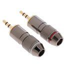 2-Pack High Quality Copper Gold Plated 3.5mm Male Stereo Jack Plug Soldering