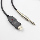 9.8ft Guitar Bass 6.5mm Jack To USB Link Connection Instrument Cable Adapter