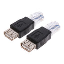 2Pcs USB Type A Female To RJ45 Male Ethernet LAN Network Socket Plug Adapter