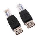 2Pcs USB Type A Female To RJ45 Male Ethernet LAN Network Socket Plug Adapter