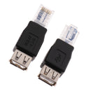2Pcs USB Type A Female To RJ45 Male Ethernet LAN Network Socket Plug Adapter