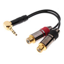 3.5mm 1/8" Stereo Male Right Angle To 2 RCA Female Adapter Audio Y Splitter Cable