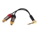 3.5mm 1/8" Stereo Male Right Angle To 2 RCA Female Adapter Audio Y Splitter Cable