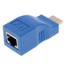 Blue HDMI 30M Extender to RJ45 Cat5 Network LAN Ethernet Adapter Repeater