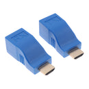 Blue HDMI 30M Extender to RJ45 Cat5 Network LAN Ethernet Adapter Repeater