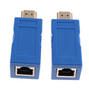 Blue HDMI 30M Extender to RJ45 Cat5 Network LAN Ethernet Adapter Repeater