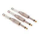 3pcs Spring End to 6.5mm 1/4" Male Adapter Microphone Mono Audio Connector