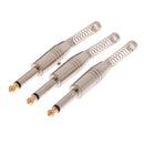 3pcs Spring End to 6.5mm 1/4" Male Adapter Microphone Mono Audio Connector