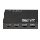 4K 1080P 3D Mini 4 Port HDMI Splitter Switcher 1 in 4 out Distributor Splitter Black
