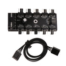 10 Port Chassis Fan CPU Cooling Hub 12V 4 Pin PWM Fans SATA Speed Controller(Pack of 1)